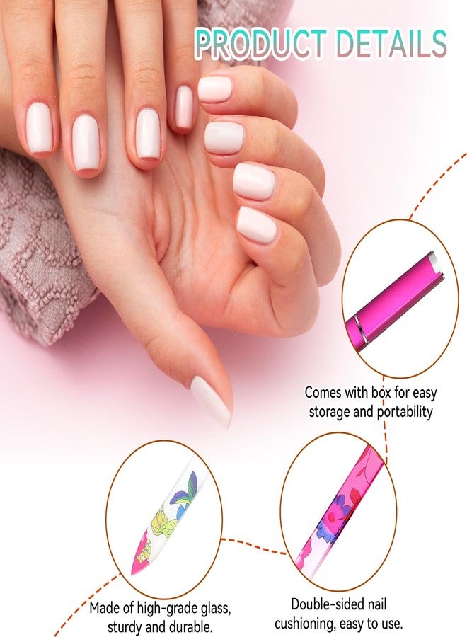 Sliverdew 5 Pack Glass Nail File with Case Crystal Nail File Buffers Mixed Color Double Sided Glass Fingernail Files Cuticle Pusher Manicure Set for Women - Image 2