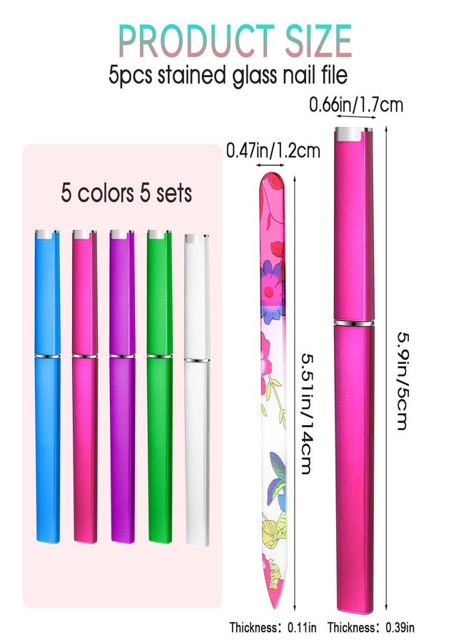 Sliverdew 5 Pack Glass Nail File with Case Crystal Nail File Buffers Mixed Color Double Sided Glass Fingernail Files Cuticle Pusher Manicure Set for Women - Image 3