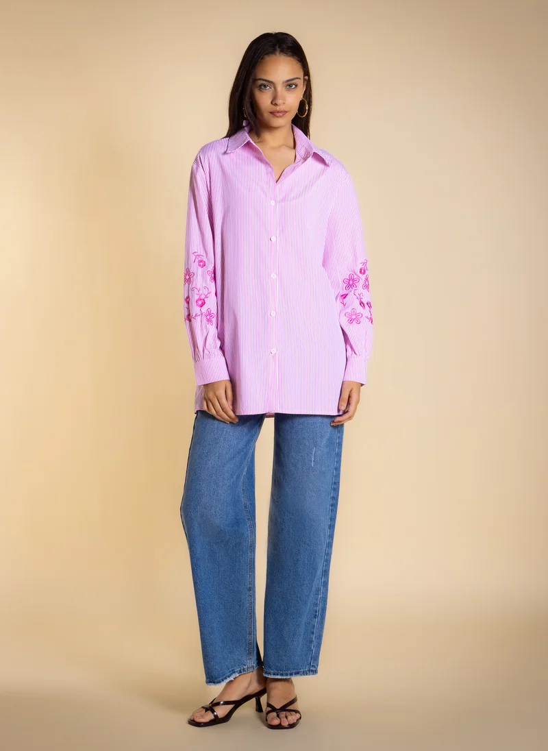 شايبس DETAIL EMBROIDERED COTTON SHIRT