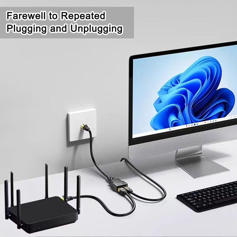 AKWOR موزع إيثرنت 1 إلى 2، موزع شبكة RJ45 لمحول إيثرنت ستارلينك، محول كابل الإنترنت LAN لكابل Cat 5/5e/6/7/8 (يدعم الاتصال بالتناوب فقط) - Image 2