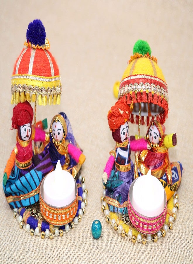 JH Gallery Recycled Material Rajasthani Raja Rani Puppet, Dolls Decorative Tealight Candle Holder, Diwali Decoration Items for Home Decor, Tea Light Candle Holder(Pack of 2) - Image 3