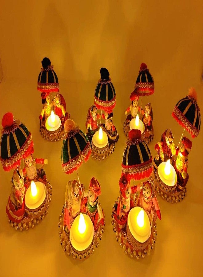 JH Gallery Recycled Material Rajasthani Raja Rani Puppet, Dolls Decorative Tealight Candle Holder, Diwali Decoration Items for Home Decor, Tea Light Candle Holder(Pack of 2) - Image 5