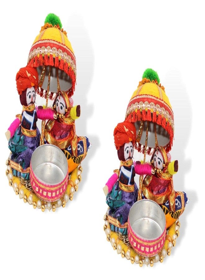 JH Gallery Recycled Material Rajasthani Raja Rani Puppet, Dolls Decorative Tealight Candle Holder, Diwali Decoration Items for Home Decor, Tea Light Candle Holder(Pack of 2) - Image 4