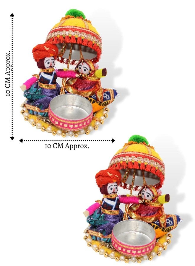 JH Gallery Recycled Material Rajasthani Raja Rani Puppet, Dolls Decorative Tealight Candle Holder, Diwali Decoration Items for Home Decor, Tea Light Candle Holder(Pack of 2) - Image 2