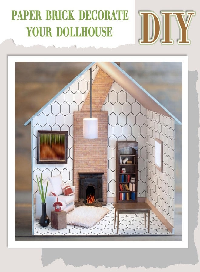 Flutesan 12 Pcs Miniature Dollhouse Wallpaper and Flooring Peel and Stick Mini DIY Self Adhesive Dollhouse Accessories 8.27 x 11.69 Inch (Hexagonal Grid) - Image 3