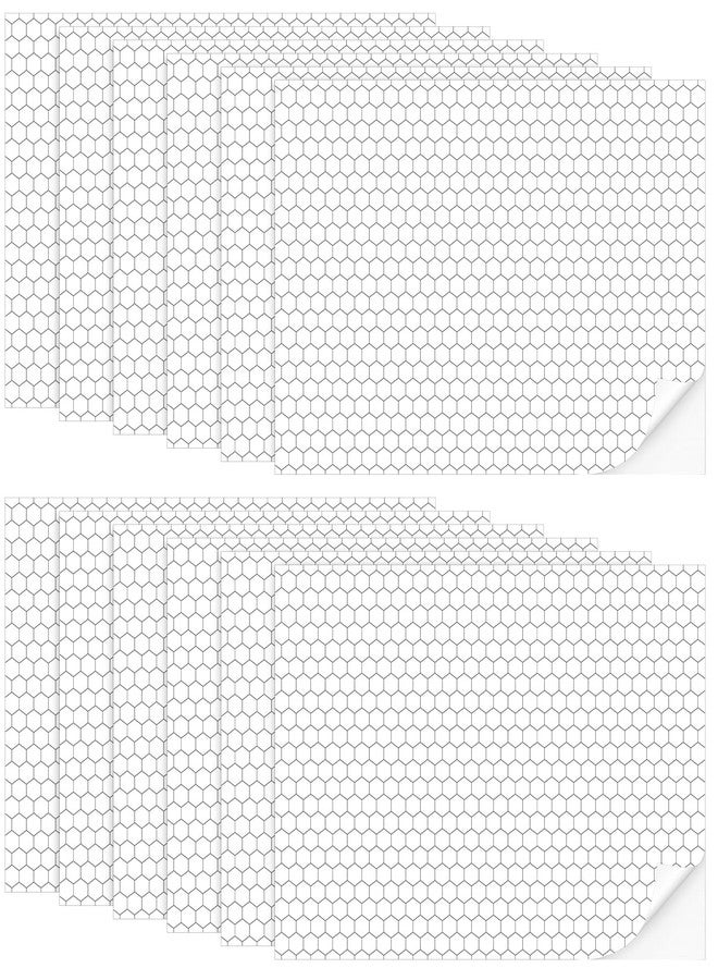 Flutesan 12 Pcs Miniature Dollhouse Wallpaper and Flooring Peel and Stick Mini DIY Self Adhesive Dollhouse Accessories 8.27 x 11.69 Inch (Hexagonal Grid) - Image 1