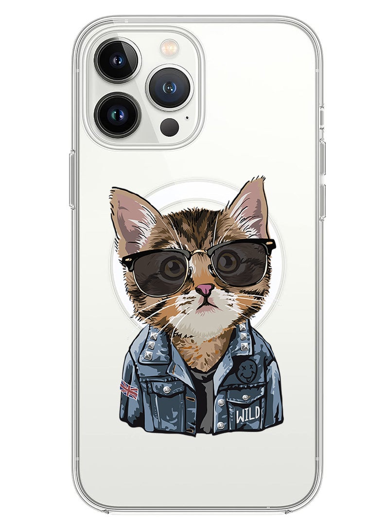 Theodor Magnetic Case for iPhone 13 Pro Max 6.7-inch Compatible with MagSafe Wireless Charging, Shockproof Phone Bumper Cover swag cat - Image 1