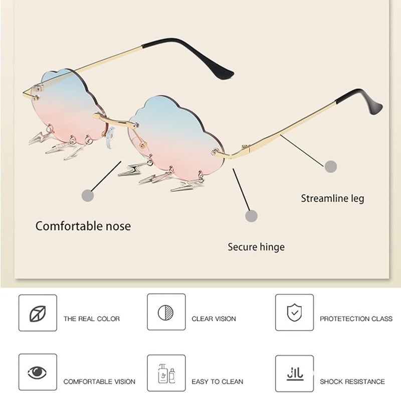 نظارات شمسية بدون إطار للفتيات والفتيان للسفر ونظارات رائعة ودعائم للصور - Image 4