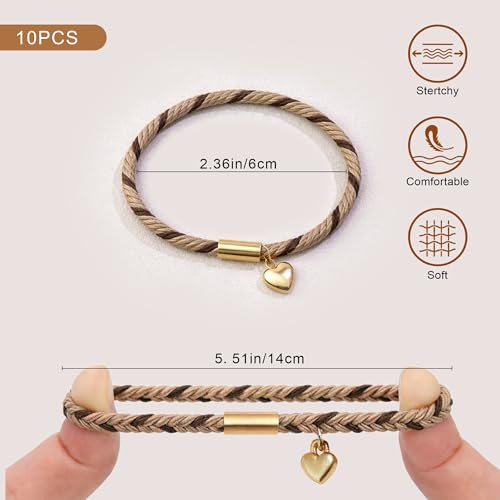 Fohufo Hair Ties No Damage - 10 Pcs Hair Scrunchies for Women Girls, Hair Ties for Thick Hair & Thin Hair, Hair Scrunchies Bands Bracelets, Initial Hair Accessories for Women, Birthday Gift - Letter C - Image 4