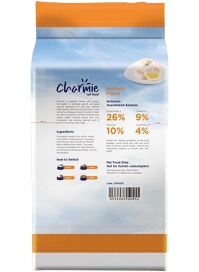 Charmie Dry Cat Food - Seafood Flavor - Taurine - High Quality Protein - Natural Fiber - Promotes Growth & Good Physical Appearance - 10 kg - Image 3