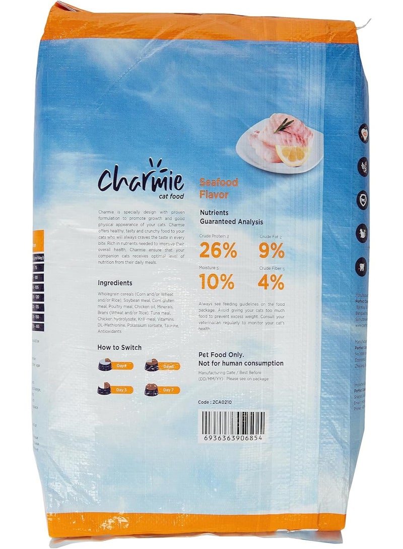 Charmie Dry Cat Food - Seafood Flavor - Taurine - High Quality Protein - Natural Fiber - Promotes Growth & Good Physical Appearance - 10 kg - Image 4