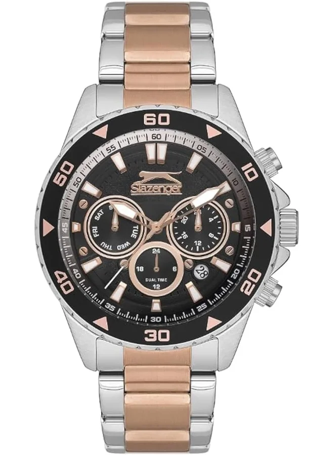سلازنجر SLAZENGER Men's Watch, Multi Function Display and Metal Strap - SL.9.2250.2.04, Two Tone