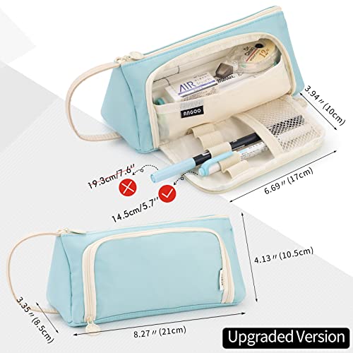 EASTHILL Pencil Case Large Capacity Pencil Pouch School Suppies Pen Case Simple Stationery College Office Organizer for Girls Adults-Blue - Image 5