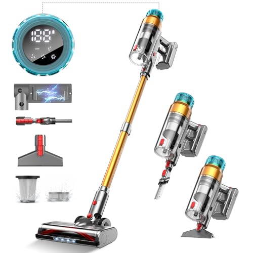 MBYULO Cordless Vacuum Cleaner for Home 600W 60Kpa Upgraded Powerful Stick Vacuum Up to 75Mins, Anti-Tangle & Wall Mount Charging, 8 in 1 Lightweight Vacuum Cleaners for Home/Pet Hair/Carpets/Floors - Image 1