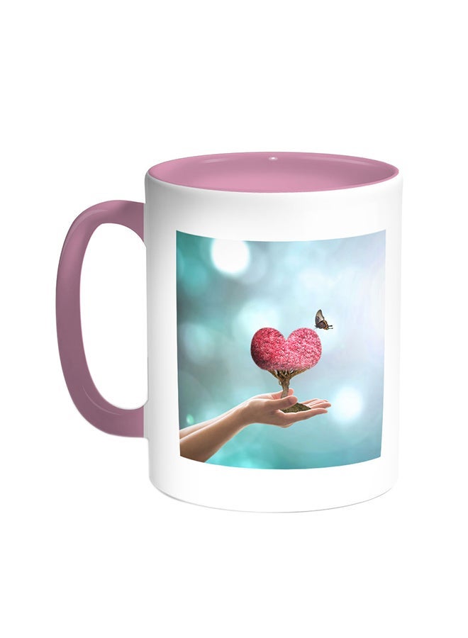 RYN Romantic - Heart Printed Coffee Mug Pink/White 11ounce