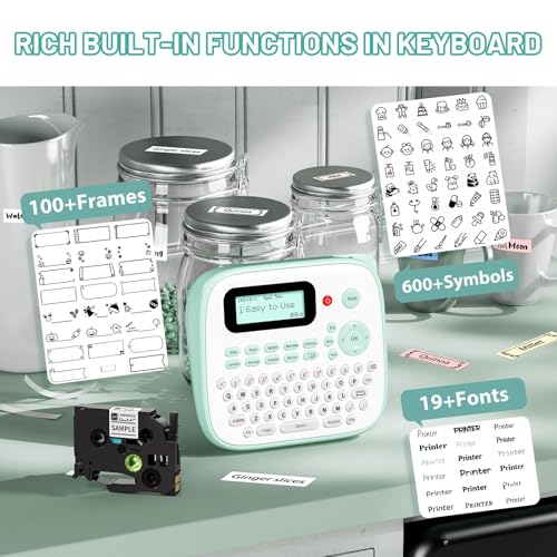 EazeID Label Maker Waterproof-Labels, Desktop Label Maker for Kids, D210S Handheld Labeler Machine with Tape-12mm 0.47 Laminated White, Multiple Symbols for Home Office School Kids Teachers Gifts - Image 5
