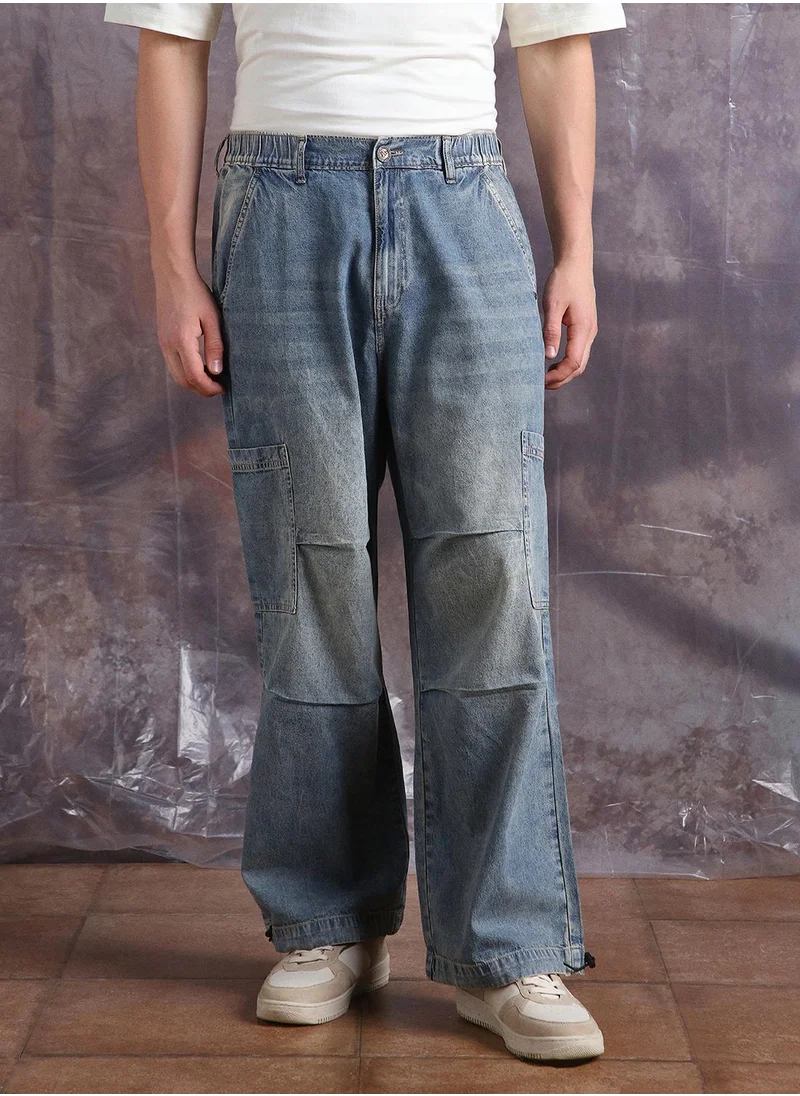 Hubberholme Indigo Baggy Jeans Washed design crafted from 100% Cotton with Button closure.