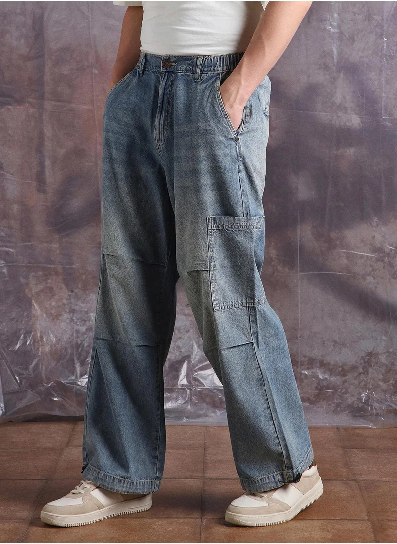 Hubberholme Indigo Baggy Jeans Washed design crafted from 100% Cotton with Button closure.