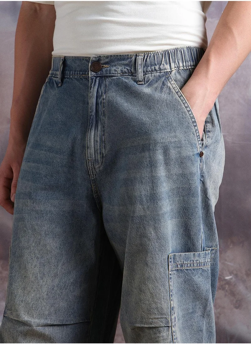Hubberholme Indigo Baggy Jeans Washed design crafted from 100% Cotton with Button closure.