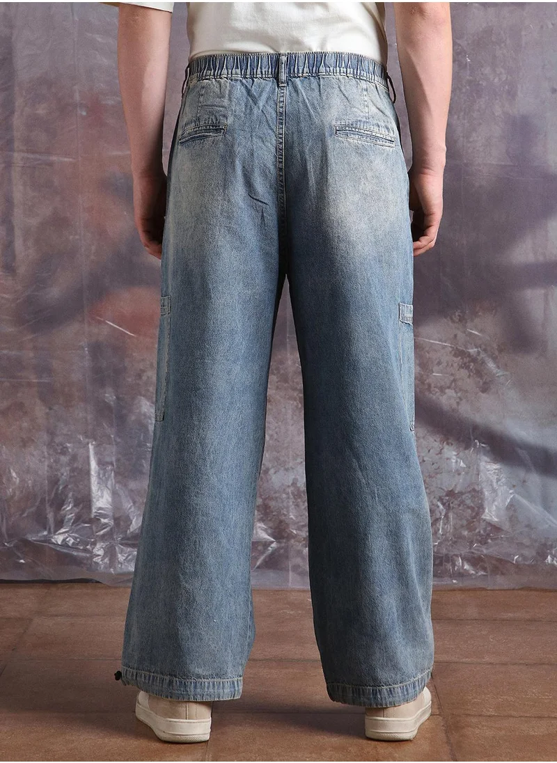Hubberholme Indigo Baggy Jeans Washed design crafted from 100% Cotton with Button closure.