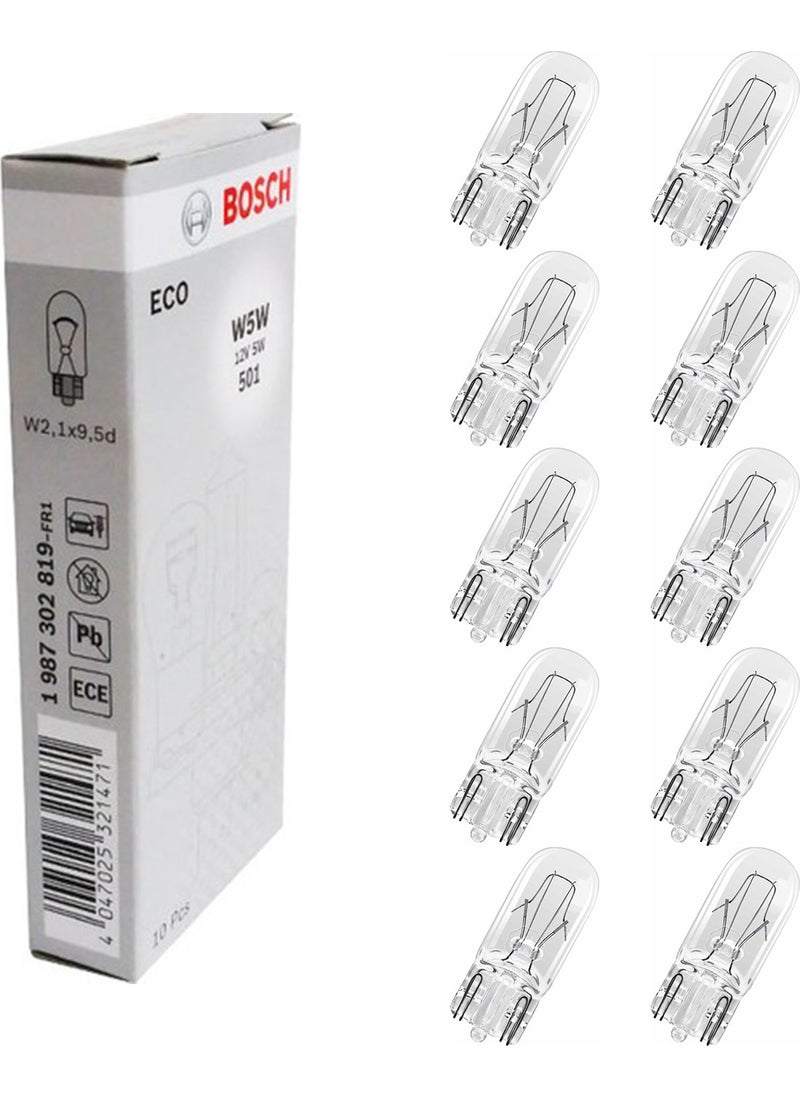 BOSCH Eco Bottomless Bulb 12V 5W T10 W5W 10 Pack  - Image 1