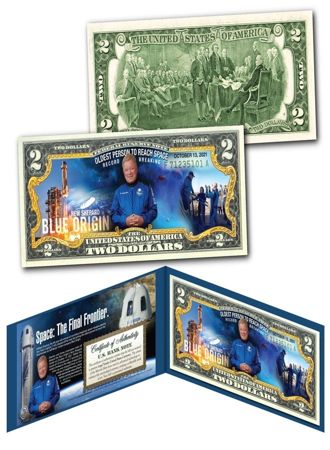 Merrick Mint Blue Origin Space Rocket Uncirculated Two Dollar Bill Special Edition Collectible Display Holder and Certificate - Image 3