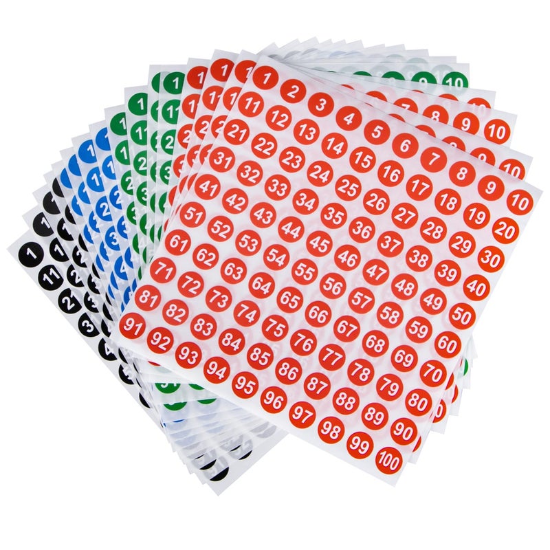 Aruicheng 16 Sheets Small Round Number Stickers - Self Adhesive Labels for Office, Home, Kitchen, Classroom & More - Image 1