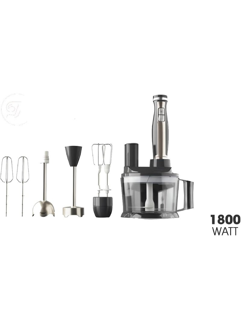 Nouval 7 in 1 Hand Blender 1800W Stainless Steel Chopper 1.5L Egg Beater Multifunction Speed - Image 1