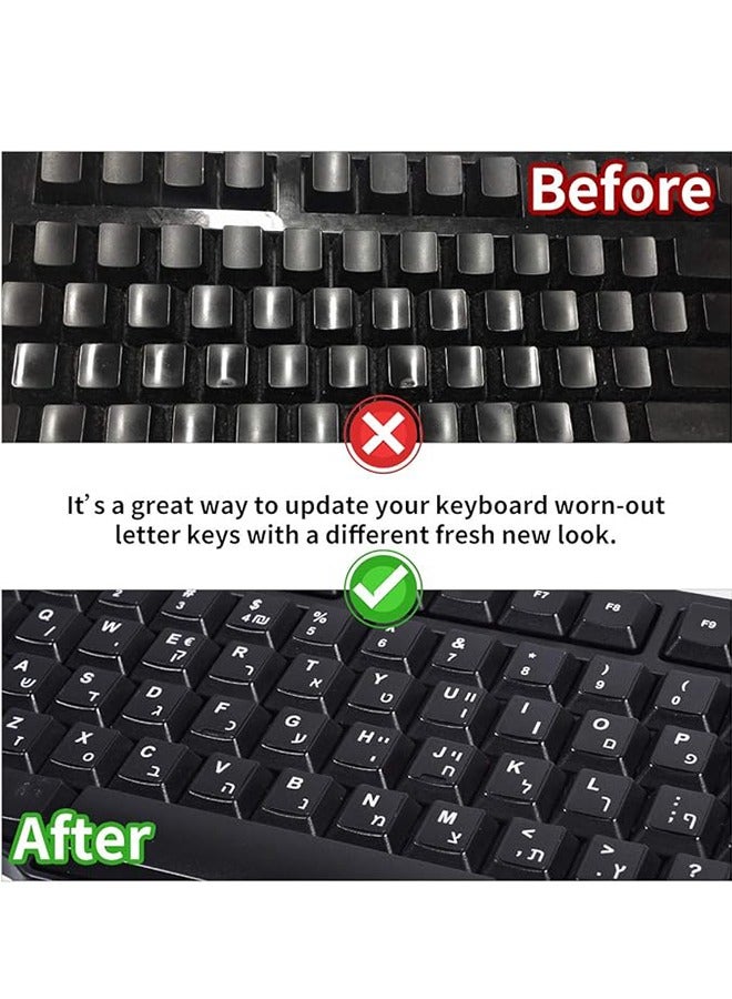 2PCS Arabic Keyboard Stickers Arabic-English Keyboard Letters Replacement Stickers Black Background with White Font for Computer Laptop Notebook Desktop Matte Arabic Keyboard Alphabet Stickers  - Image 4