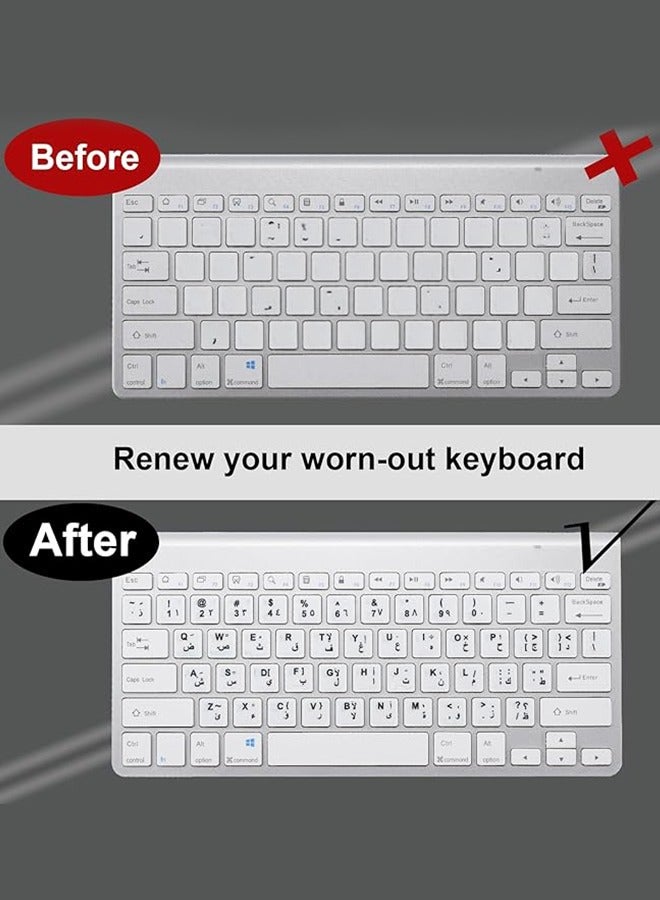 2PCS Arabic Keyboard Stickers Arabic-English Keyboard Letters Replacement Stickers Black Background with White Font for Computer Laptop Notebook Desktop Matte Arabic Keyboard Alphabet Stickers  - Image 5