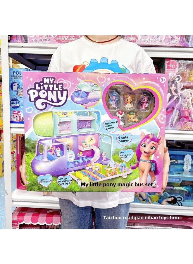 Authentic Little Pony Girl Doll Play House Children's Toy Magic Bus Fantasy Castle Adventure-Color:DM-18 # My Little Pony Record Player - Image 4