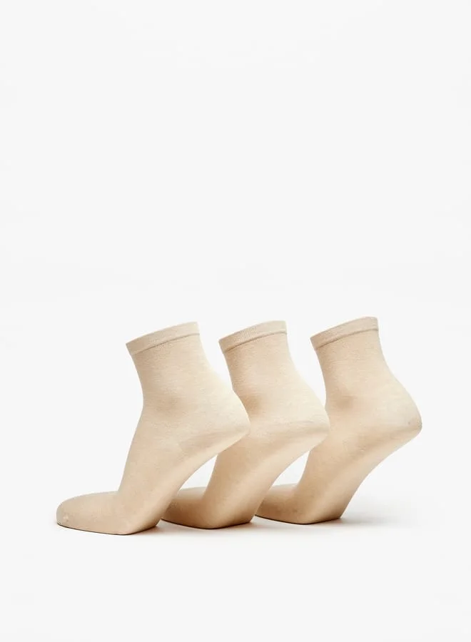 Duchini Tan Men's Solid Ankle Length Socks - Set of 3 for Men | Best Price UAE