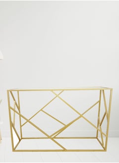 Modern Gold Console Table with Clear Tempered Glass Top – Metal Frame, Matte Gold Finish, Decorative Entryway Table for Living Room, Hallway, or Office – Available in 3 Sizes - pzsku/Z7161C1834E977A3E76F2Z/45/_/1734782072/3920f0f0-777c-42cd-8359-25397e83b86f