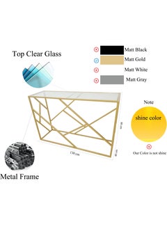 Modern Gold Console Table with Clear Tempered Glass Top – Metal Frame, Matte Gold Finish, Decorative Entryway Table for Living Room, Hallway, or Office – Available in 3 Sizes - pzsku/Z7161C1834E977A3E76F2Z/45/_/1734782089/bb65856b-a301-43f3-8e84-37116cd7cd8f