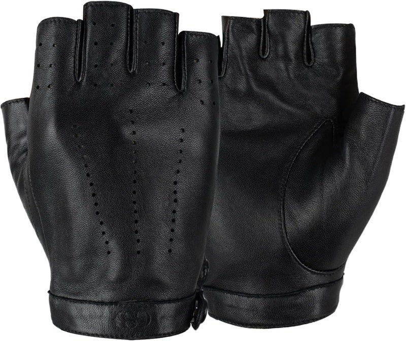 GSG SINCE 1998 GSG Women's Fingerless Leather Gloves - Unlined Half Finger Spain Sheepskin for Driving - Image 1