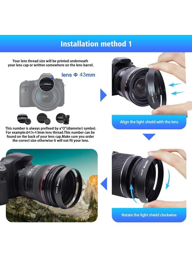 AMOTOK 43mm Camera Lens Hood Compatiable All Brands Ø43mm Lenses,Aluminium Hollow Lens Hood,Made of CNC. - Image 4