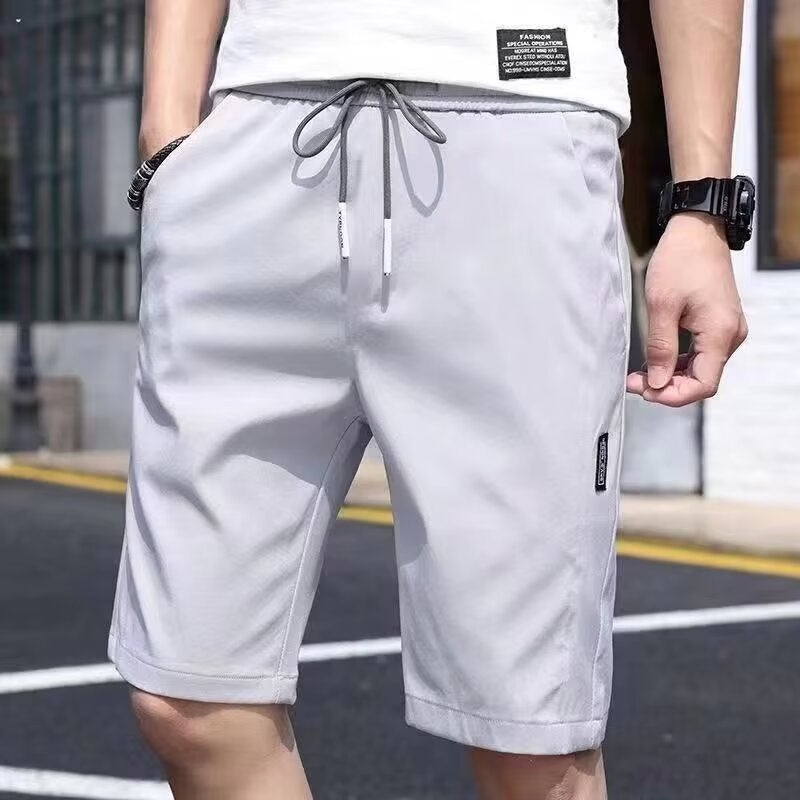 Generic Mens Casual Shorts Mens Loose Straight Five-point Pants Mens Trendy Brand Work Pants Mens Summer breeches Sports Pants Light gray - Image 1