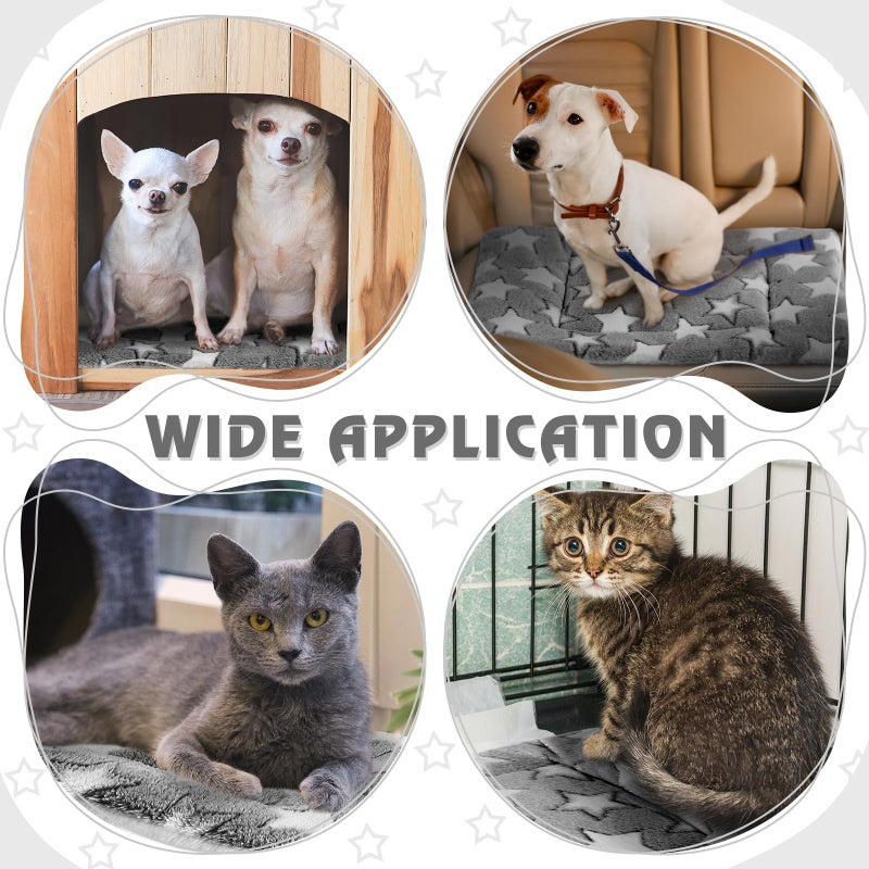 Haull 4 Pcs Waterproof Guinea Pig Bedding Guinea Pig Bed Plush Cage Liners Soft Rabbit Dog Cat Mat Reversible Cozy Winter Animal Pee Pad Hamster Bunny Mat Accessory(Black White Star,13 x 18.5 Inch) - Image 4