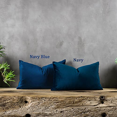 QUAFOO Navy Decorative Lumbar Velvet Throw Pillow Covers 12x20 inch Set of 2 with Zipper Luxury Soft Solid Rectangle Cushion Covers Case for Sofa Couch Bed Living Room - Image 3