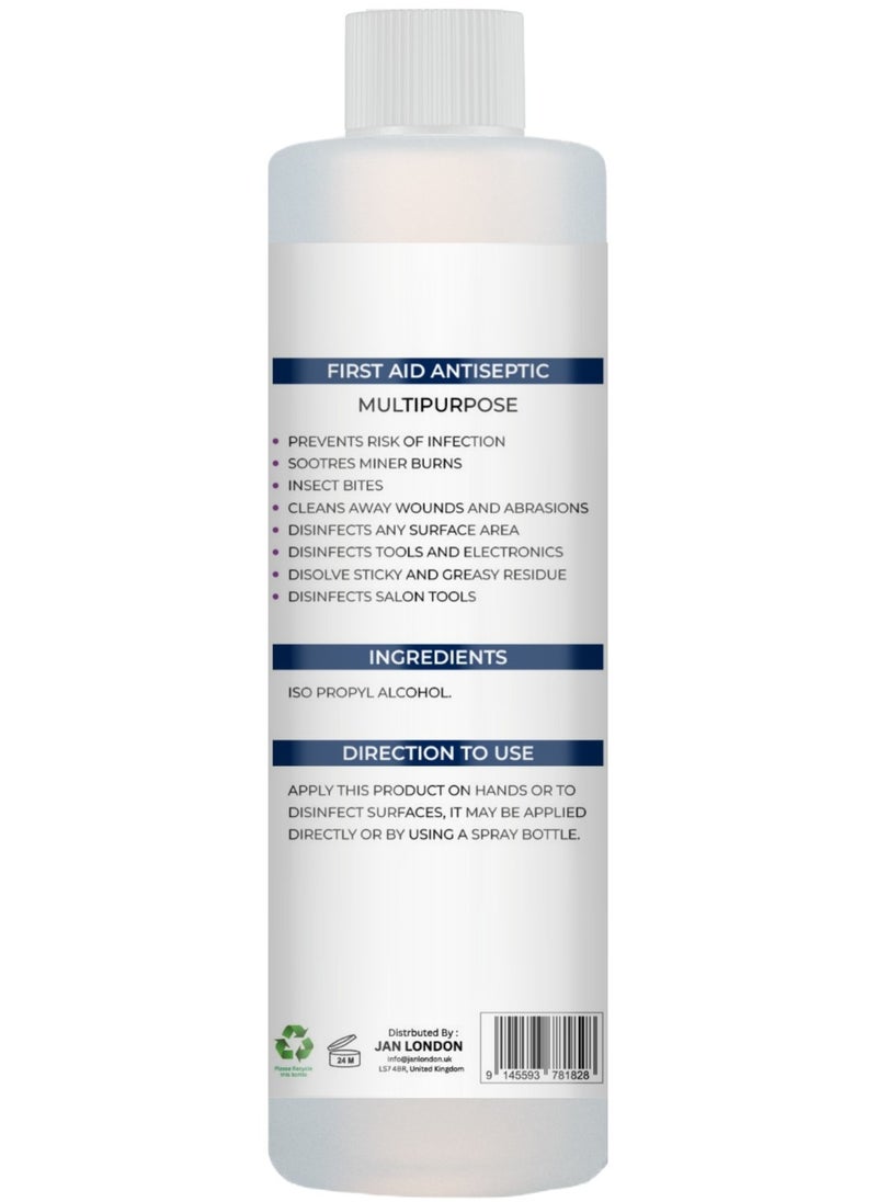JAN LONDON Isopropyl Rubbing Alcohol, IPA 99.9% High Purity – Multipurpose Disinfectant & Cleaner for Surfaces, Electronics, First-Aid, and More – Fast Evaporating, Residue-Free, 250ml  - Image 2