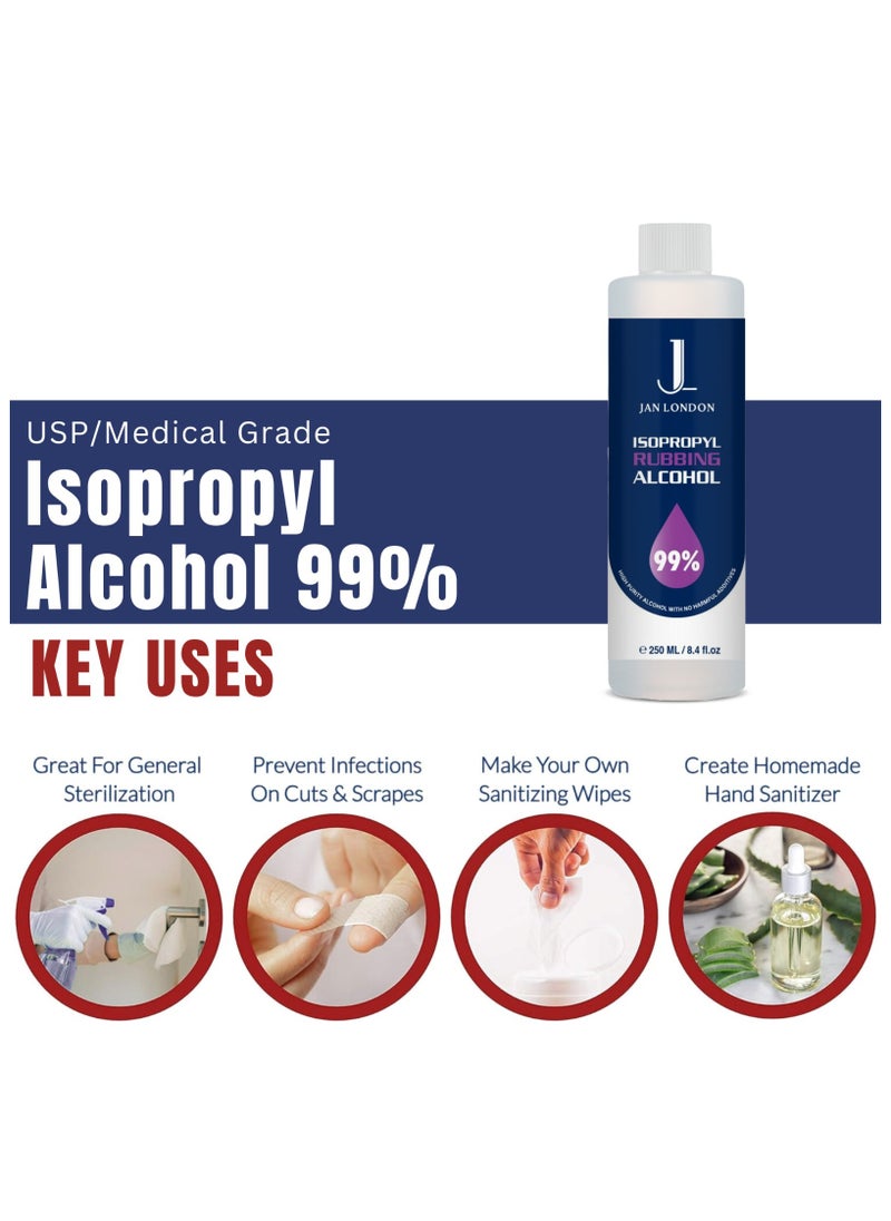 JAN LONDON Isopropyl Rubbing Alcohol, IPA 99.9% High Purity – Multipurpose Disinfectant & Cleaner for Surfaces, Electronics, First-Aid, and More – Fast Evaporating, Residue-Free, 250ml  - Image 4