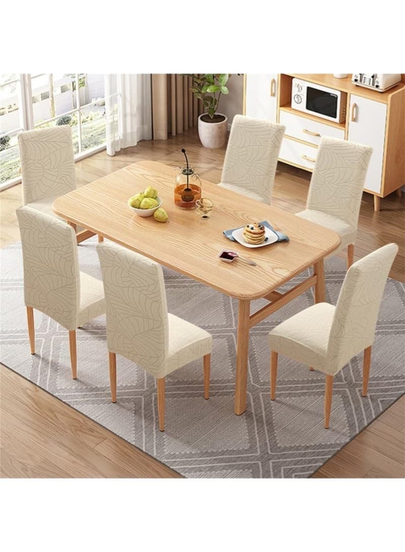 6 PCS Stretch Waterproof Dining Chair Covers, Removable Washable High Back Chair Protector for Kitchen, Hotel, Restaurant, Banquet (Beige) - Image 5