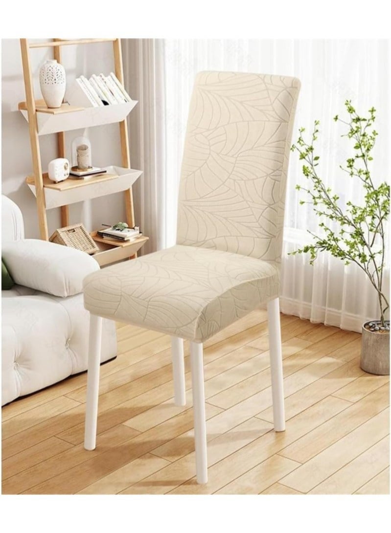 6 PCS Stretch Waterproof Dining Chair Covers, Removable Washable High Back Chair Protector for Kitchen, Hotel, Restaurant, Banquet (Beige) - Image 4
