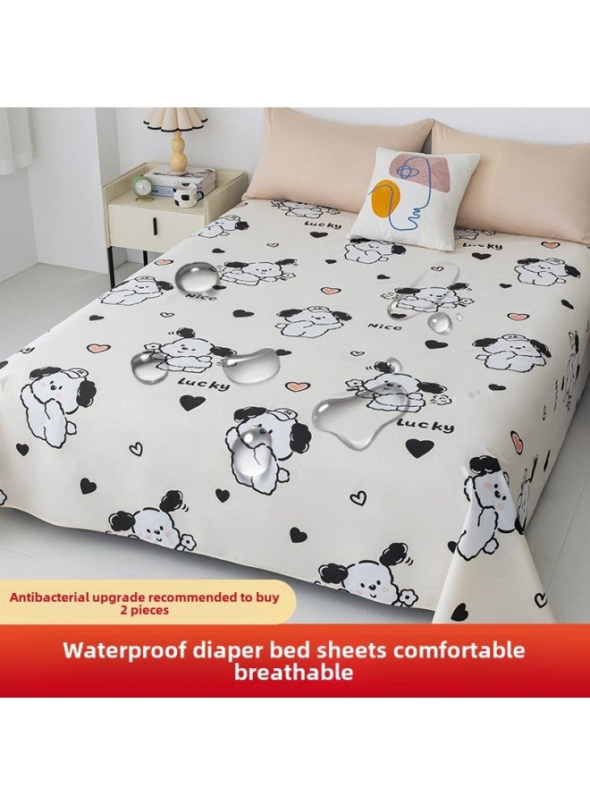 Waterproof Bed Sheet Cat Urine Hair Bed Cover Urine-Resistant Baby List Machine Washable Urine-Proof Cover Dog Rabbit Pet Cover Urine Pad-Color:Cream Puppy-[waterproof And Breathable For All Seasons]-Specifications:Single Bed Sheets-200x230cm (applicable To 1.35 And 1.5m Beds)  - Image 1