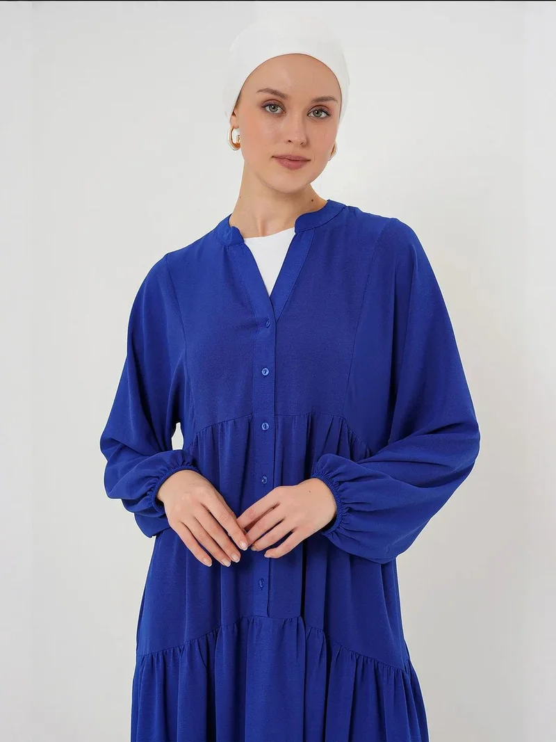 BIG DART BDART V-Neck Button Closure Relaxed Fit Maxi Dress