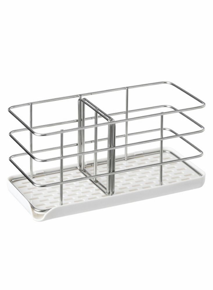 Y&D Sponge Holder for Sink, Stainless Steel Kitchen Sink Organizer Soap Dispenser Caddy Dish Holder, Tray Drainer Rack Countertop or Wall-Stick with Auto Overflow Design  - Image 1