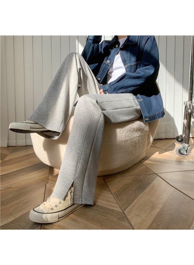 XINYANG Summer High-waist Wide-leg Pants For Women - Slimming Side Slit Versatile Air Pants, Floor-length Trousers, Straight-leg Pants - Image 2