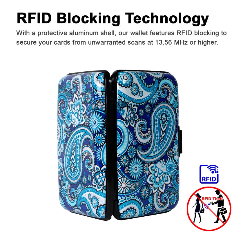 Kaabao Credit Card Holder for Men, Women Small RFID Blocking Wallet Business Metal Slim Mini Aluminum Hard Case Gift (Floral Paisley Pattern) - Image 5