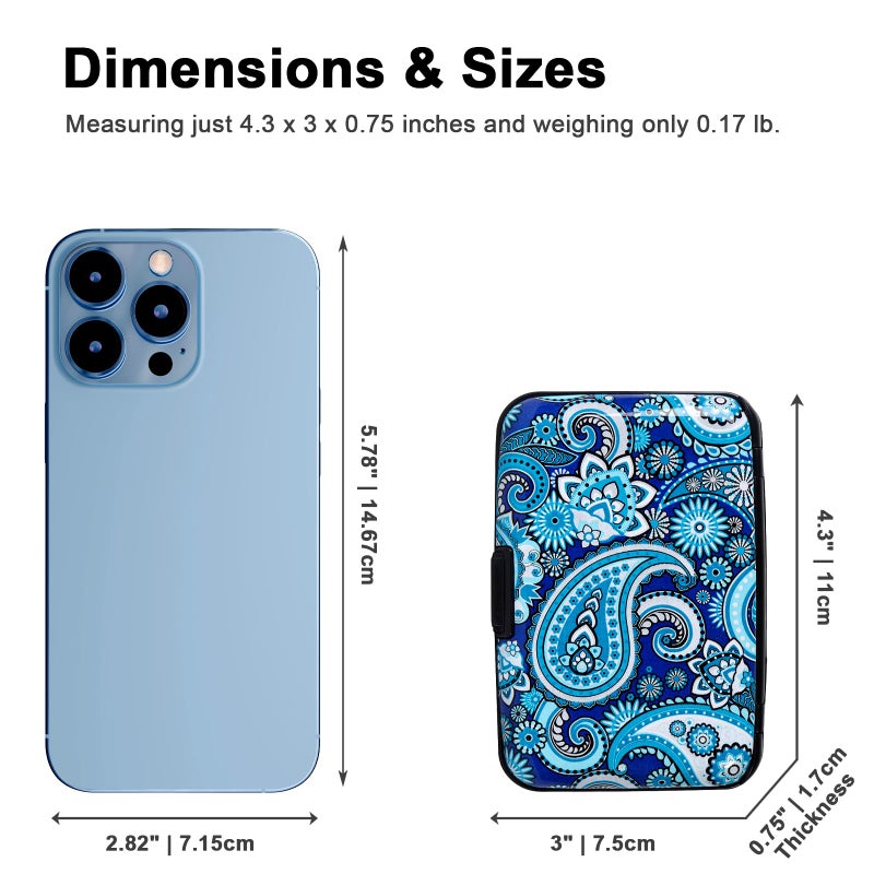 Kaabao Credit Card Holder for Men, Women Small RFID Blocking Wallet Business Metal Slim Mini Aluminum Hard Case Gift (Floral Paisley Pattern) - Image 4