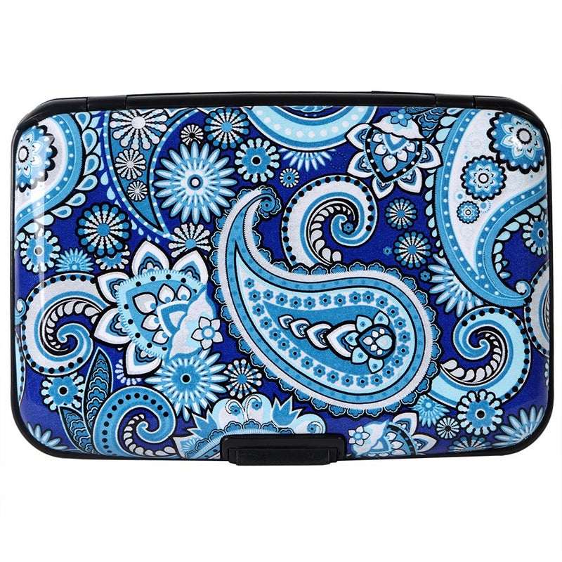 Kaabao Credit Card Holder for Men, Women Small RFID Blocking Wallet Business Metal Slim Mini Aluminum Hard Case Gift (Floral Paisley Pattern) - Image 1